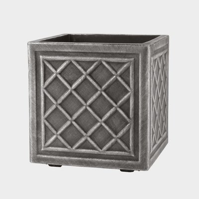 38cm Square Lead Effect Planter Pewter
