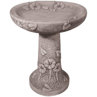 Floral Birdbath Antique Grey