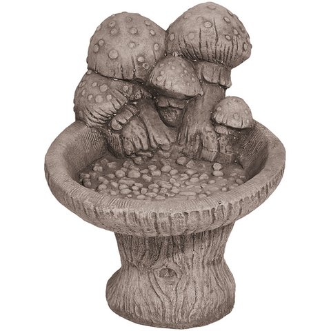 Mushroom Birdbath Antique Grey
