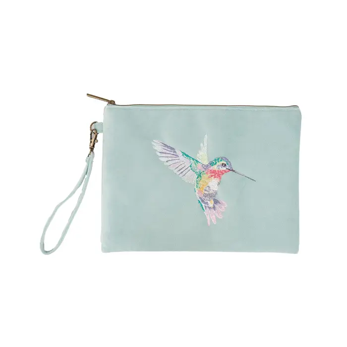 Wrendale Embroidered Pouch Hummingbird - Wisteria Wishes - image 1