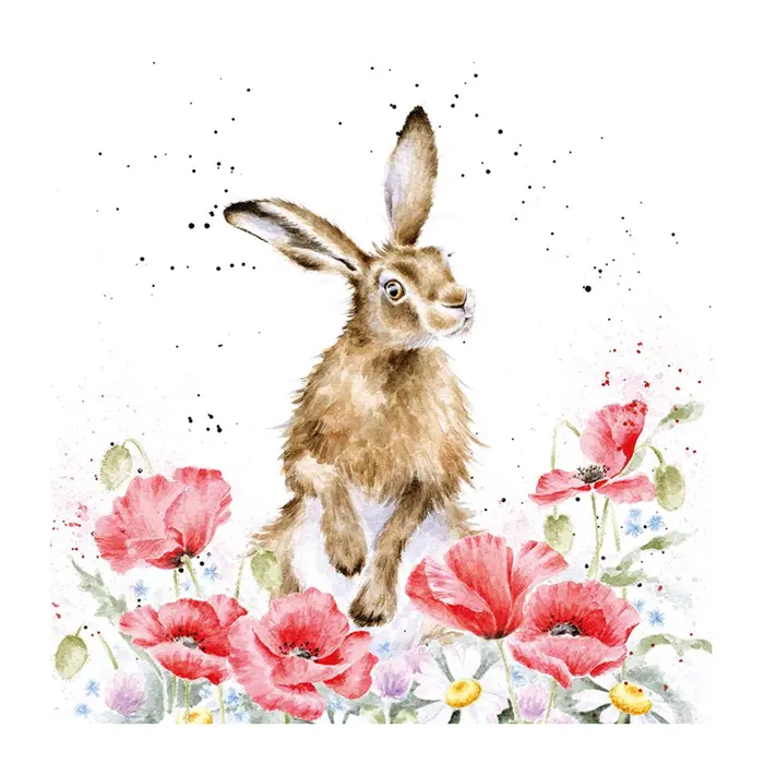 Wrendale Small Canvas Print Hare - Field of Flowers - image 1